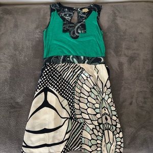 Postella Anthropologie Silk Color Block Dress